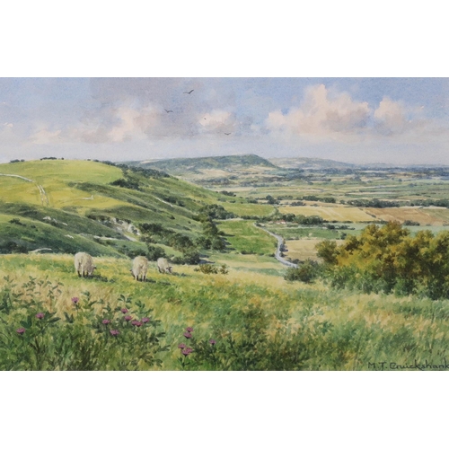 1734 - Michael Cruickshank (b.1957) watercolour, "From Devils Dyke", signed, labelled verso, date... 