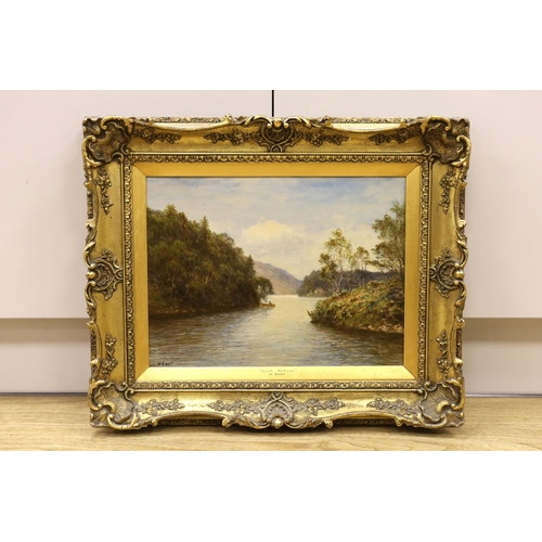 1735 - H. East (fl.1890-1920) oil on canvas, "Loch Katrine", signed and inscribed to the mount, i... 