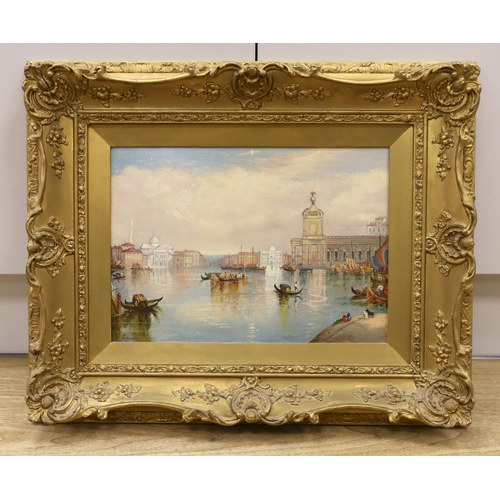 1736 - G. Casselli (Italian), oil on canvas, Venetian lagoon scene, signed, in ornate gilt frame, 24 x 34cm... 