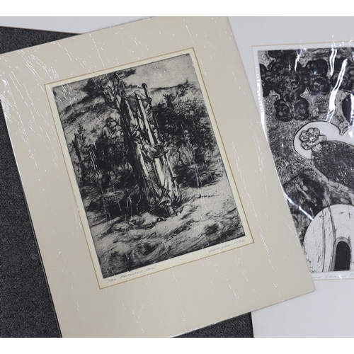 1754 - John Wright RE, ARCA (1927-2001) five prints, including The Sentinel, The Protected One and Hea... 