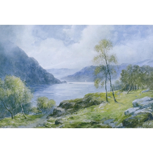 1762 - John Macwhirter RA (Scottish, 1839-1911) watercolour, Mountainous highland loch scene, signed, 20 x ... 