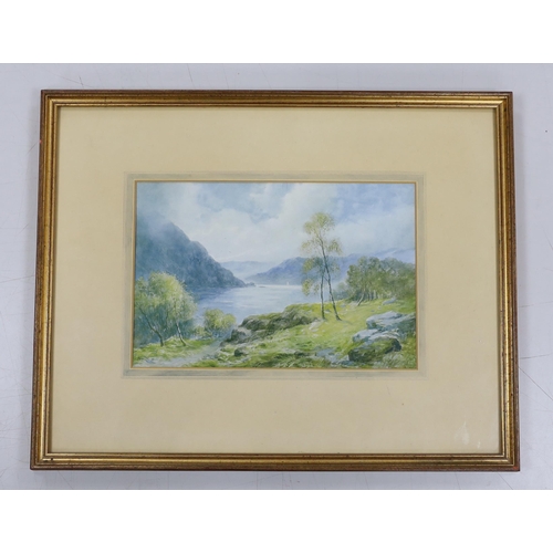 1762 - John Macwhirter RA (Scottish, 1839-1911) watercolour, Mountainous highland loch scene, signed, 20 x ... 