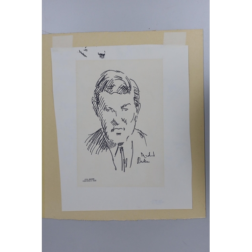 1763 - Cecil Beaton (1904-1980) pen and ink sketch, portrait of newsreader Richard Baker, inscribed, with ... 