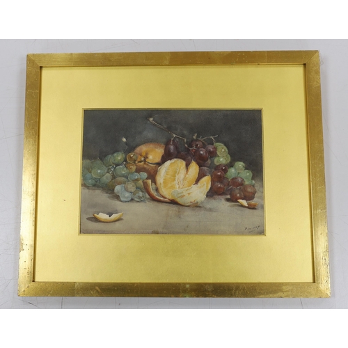 1764 - Peter Alexander Hay RA. (exh.1897), watercolour, Still life of fruit, signed, details verso, 18 x 24... 