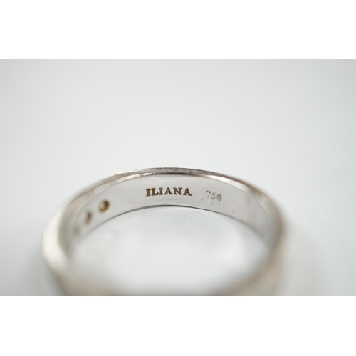 1937 - A modern Iliana 18ct white gold and nine stone channel set diamond half eternity ring, size R, gross... 