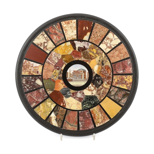 14 - Orlandi Aristide, Via Sistina, a 19th century Italian micro-mosaic and specimen marble circular plaq... 