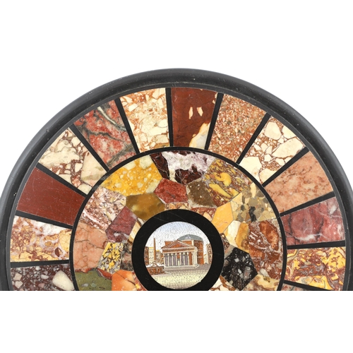 14 - Orlandi Aristide, Via Sistina, a 19th century Italian micro-mosaic and specimen marble circular plaq... 