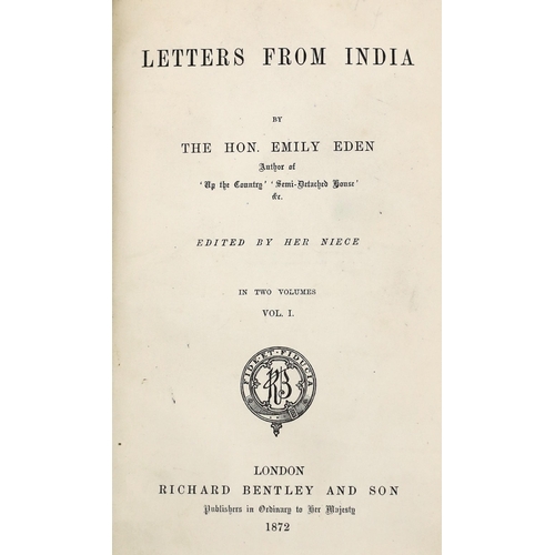 18 - ° ° Eden, Emily - Letters from India, edited by her niece, 2 vols. 8vo, half calf, marbled boards, R... 