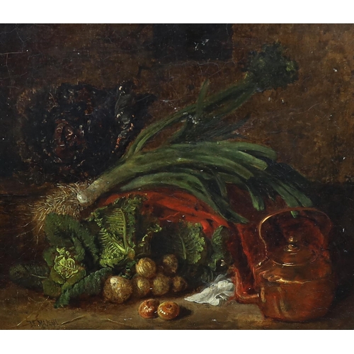 227 - Johannes Engel Masurel (Dutch, 1826-1915) Still lifes of a Copper kettle and vegetables and Dead gam... 