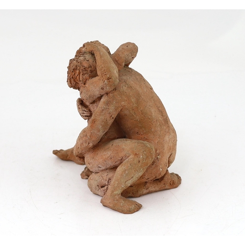 26 - ** ** Karin Jonzen RBA ARBS (1914-1998), a terracotta group, 'Couple embracing', 20cm high