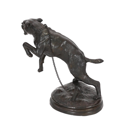 33 - After Charles Valton (French, 1851-1819), a bronze model of a lunging Mastiff 'Passez au Large', on ... 