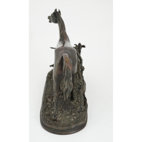 35 - Pierre-Jules Mêne (French, 1810-1871), a 19th century French bronze model 'Cheval à la Barrière No.1... 