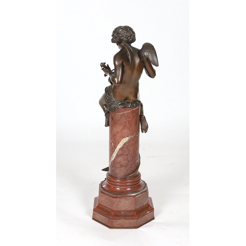 39 - Jean Bulio (French, 1827-1911), a 19th century French bronze 'Enfant Charmeur' modelled as Cupid pla... 