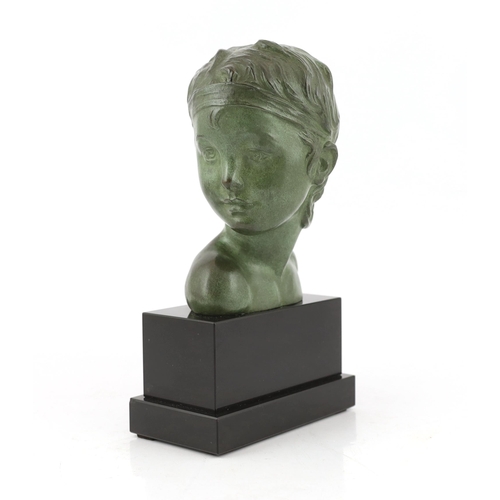 43 - Alexandre Kéléty (Hungarian, 1918-1940), a bronze head of a classical youth, signed in the bronze, f... 