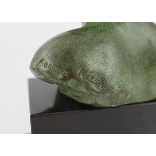 43 - Alexandre Kéléty (Hungarian, 1918-1940), a bronze head of a classical youth, signed in the bronze, f... 