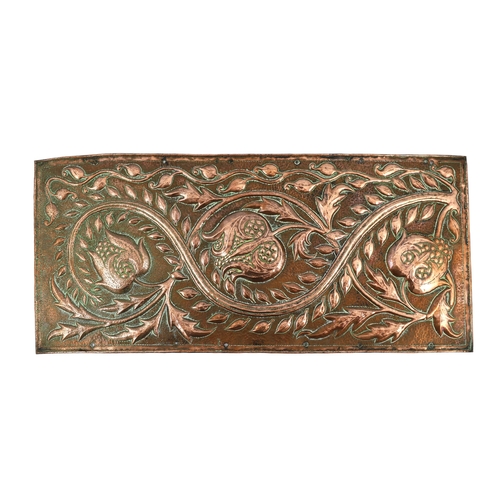 51 - John Pearson (1859-1930), an Arts and Crafts copper plaque, embossed, chased and planished with frui... 