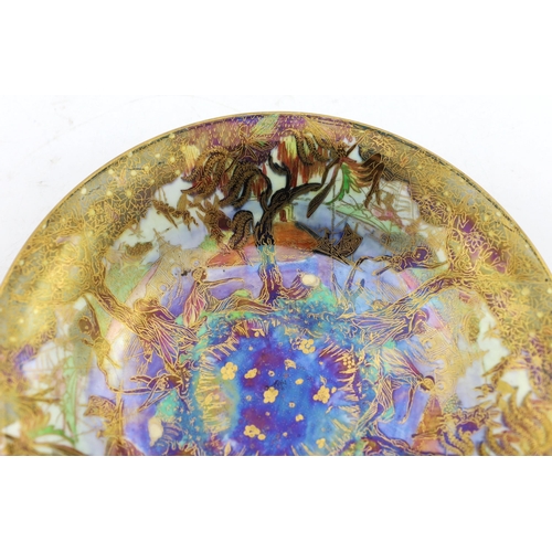 52 - A Wedgwood Fairyland lustre Jumping Faun Lily tray, designed by Daisy Makeig Jones, c.1925, the in... 