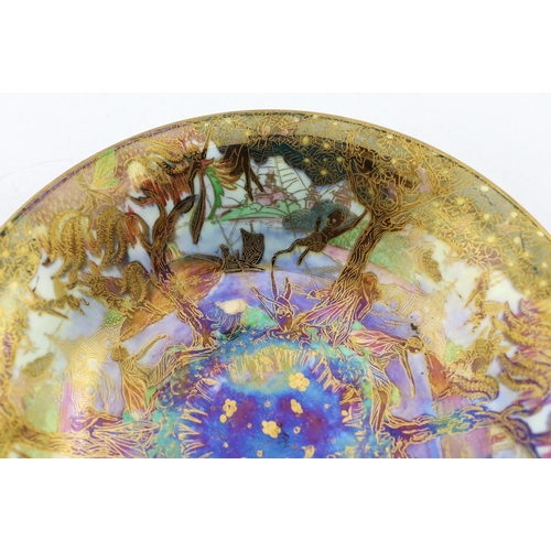 52 - A Wedgwood Fairyland lustre Jumping Faun Lily tray, designed by Daisy Makeig Jones, c.1925, the in... 