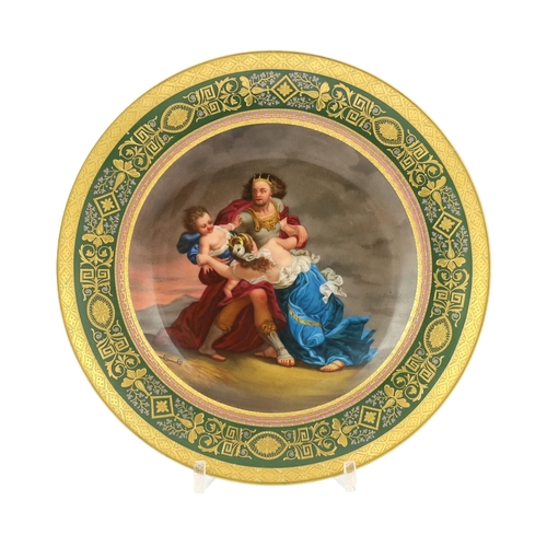 60 - A Vienna porcelain plate, mid 19th century, painted with a titled figure scene Ulysses raubtder And... 