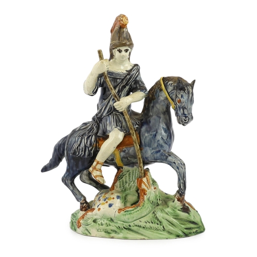 69 - A Ralph Wood group of St. George & The Dragon, c.1795, the figure of St George riding a horse while ... 