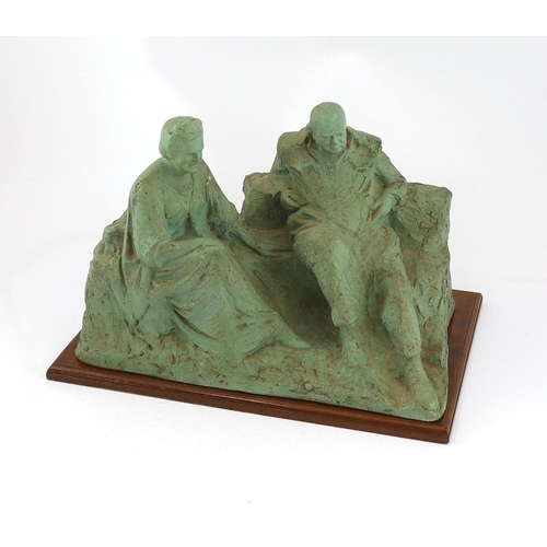 9 - Oscar Nemon (1906-1985) - A maquette for - Married Love, depicting Sir Winston Churchill and Clem... 