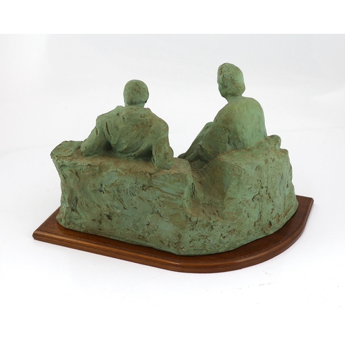 9 - Oscar Nemon (1906-1985) - A maquette for - Married Love, depicting Sir Winston Churchill and Clem... 