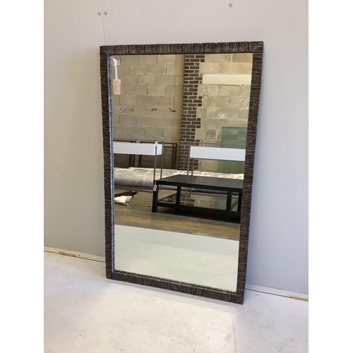 2005 - A Contemporary rectangular metal framed wall mirror, width 74cm, height 119cm
