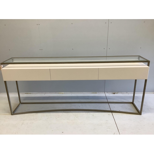 2013 - A Decorus console table with three drawers, width 200cm, depth 40cm, height 84cm