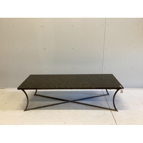 2026 - A custom made Louis Montrose (Dernier Hamlyn) coffee table with Verde Ubatuba granite top, width 160... 