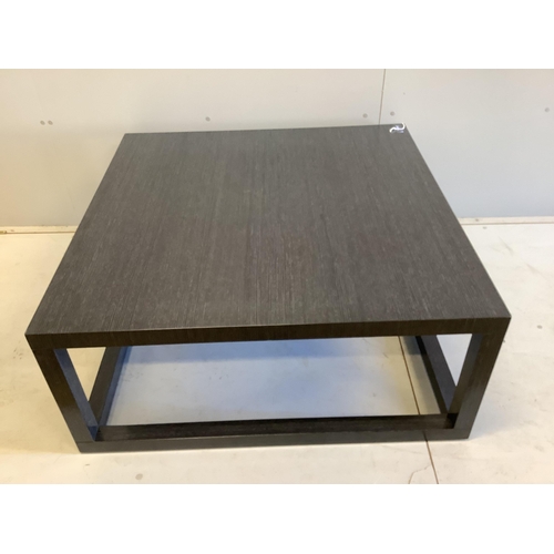 2029 - A custom made Decca Furniture Domicile square coffee table, 99cm, height 43cm