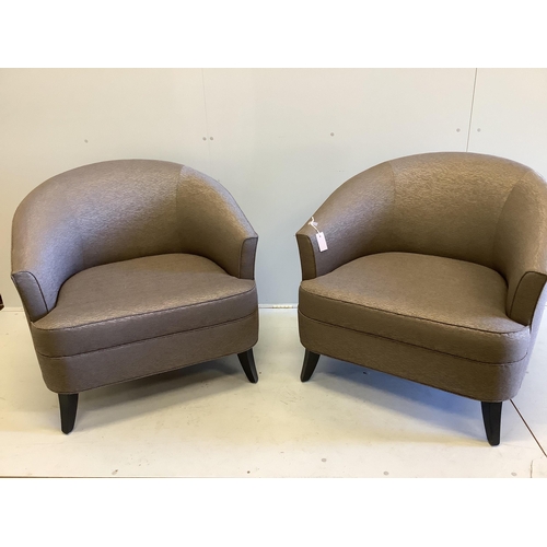 2047 - A pair of Bray Design club chairs, upholstered in Stark Fabric Cassaro dark matter Kimberlite fabric... 