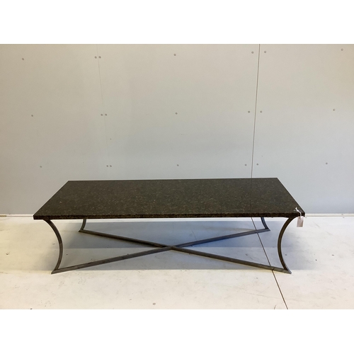 2054 - A custom made Louis Montrose (Dernier Hamlyn) coffee table with Verde Ubatuba granite top, width 160... 