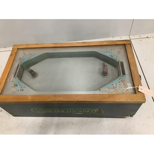 2076 - A vintage 'Play Ice Hockey' coin operated arcade game, width 81cm, depth 42cm, height 25cm (a.f.)... 