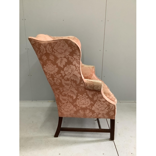 2092 - A 19th century upholstered wing armchair, width 82cm, depth 72cm, height 112cm