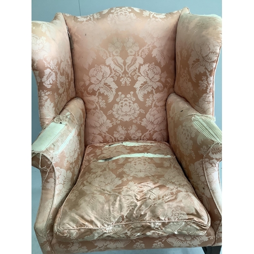 2092 - A 19th century upholstered wing armchair, width 82cm, depth 72cm, height 112cm