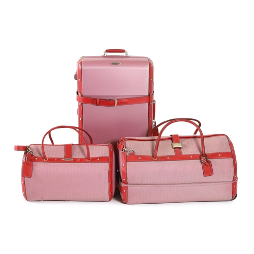 2252 - Three pink Samsonite Black Label luggage bags, Hard suitcase height 76cm, width 47cm, depth 31cmLarg... 