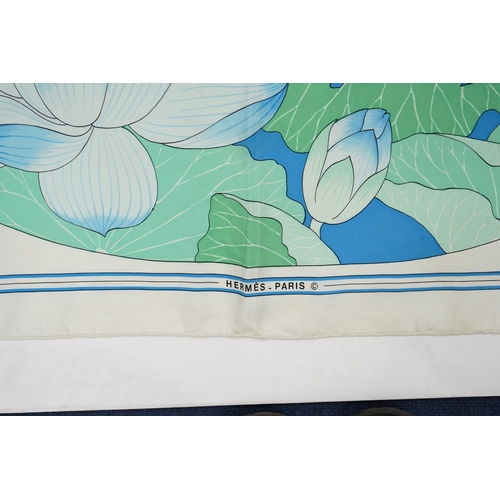 2258 - A Hermès Fleurs De Lotus designed by Christiane Vauzelles, 89cm x 89cm