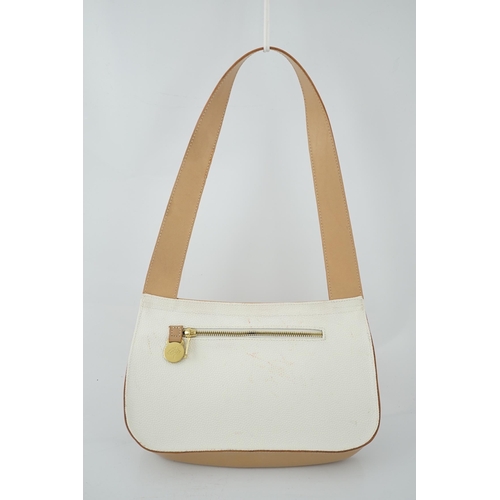 2287 - A Mulberry leather shoulder bag, two tone white and light tan. Mulberry logo embossed in the leather... 