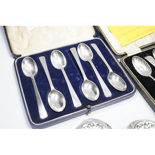 2861 - Two cased sets of six silver teaspoons, including Old English shell pattern by James Dixon & Sons, S... 