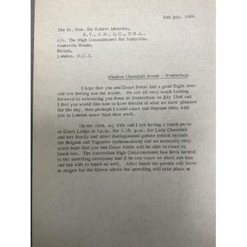 11 - A collection of letters and other memorabilia regarding the unveiling of the Oscar Nemon (1906-1985)... 