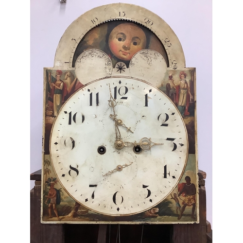 1059 - A Victorian mahogany eight day longcase clock with arched painted dial, height 223cm