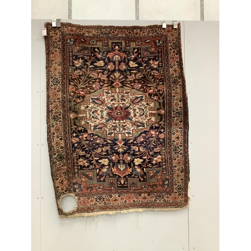 1074 - Two Tabriz blue ground rugs, larger 190 x 124cm