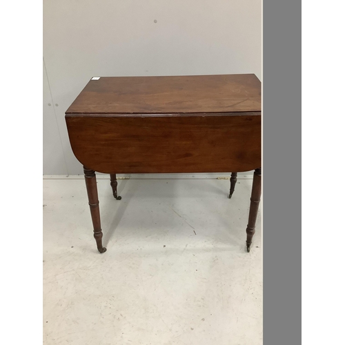 1075 - A Regency mahogany Pembroke table, width 48cm, depth 75cm, height 70cm