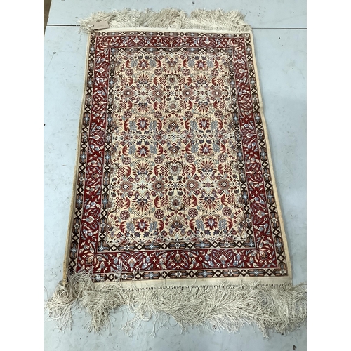 1078 - A North West Persian part silk mat, 94 x 62cm