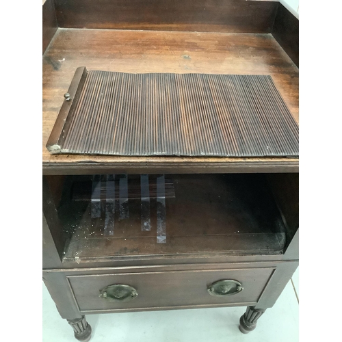 1084 - A Regency mahogany tambour bedside cabinet, width 56cm, depth 48cm, height 82cm