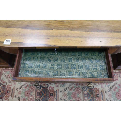 1200 - An early Victorian rosewood centre table, fitted with a single drawer, width 117cm, depth 58cm, heig... 