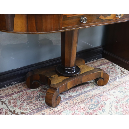 1200 - An early Victorian rosewood centre table, fitted with a single drawer, width 117cm, depth 58cm, heig... 