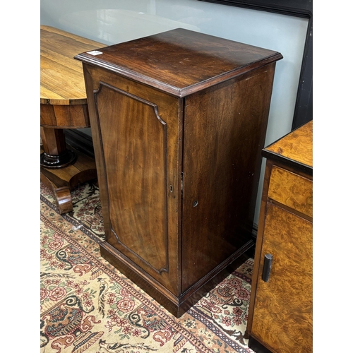 1201 - A pair of George III and later mahogany square bedside cupboards, width 46cm, height 85cm