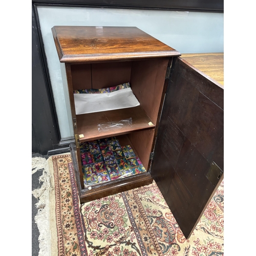 1201 - A pair of George III and later mahogany square bedside cupboards, width 46cm, height 85cm