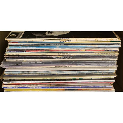 1258 - A collection of LP record albums and 12 singles (approx 50), artists include; the Beatles, Cliff Ri... 